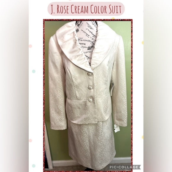 🆕 J.Rose Cream Colored Two Piece Suit NWT - Picture 1 of 13